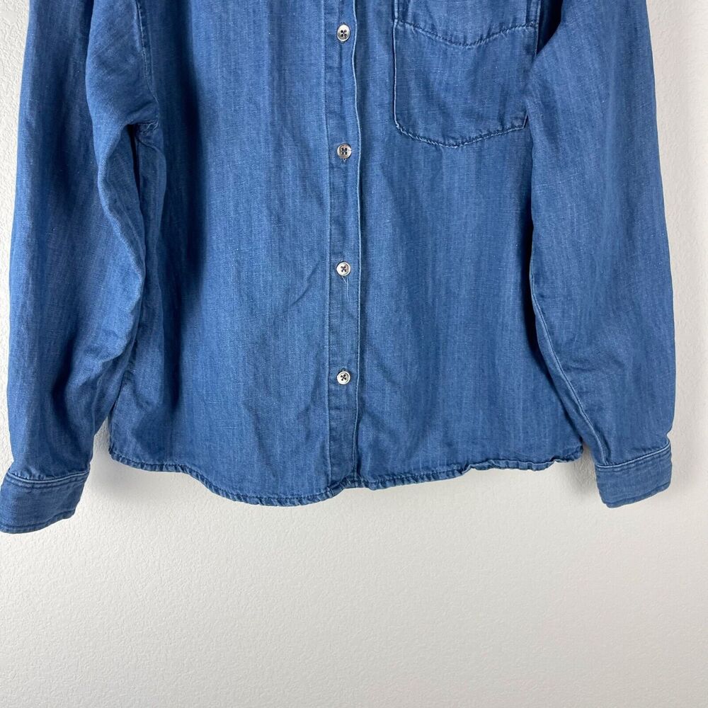 WeWoreWhat Linen Blend Top Womens XS Small Blue Long Sleeve Button Down - Picture 3 of 13